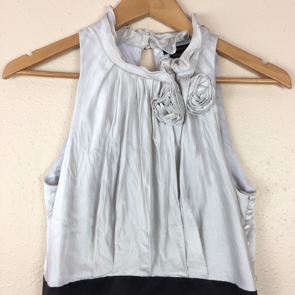 BCBG MaxAzria Silk Halter Dress White Black Sz 10 - Picture 2 of 8